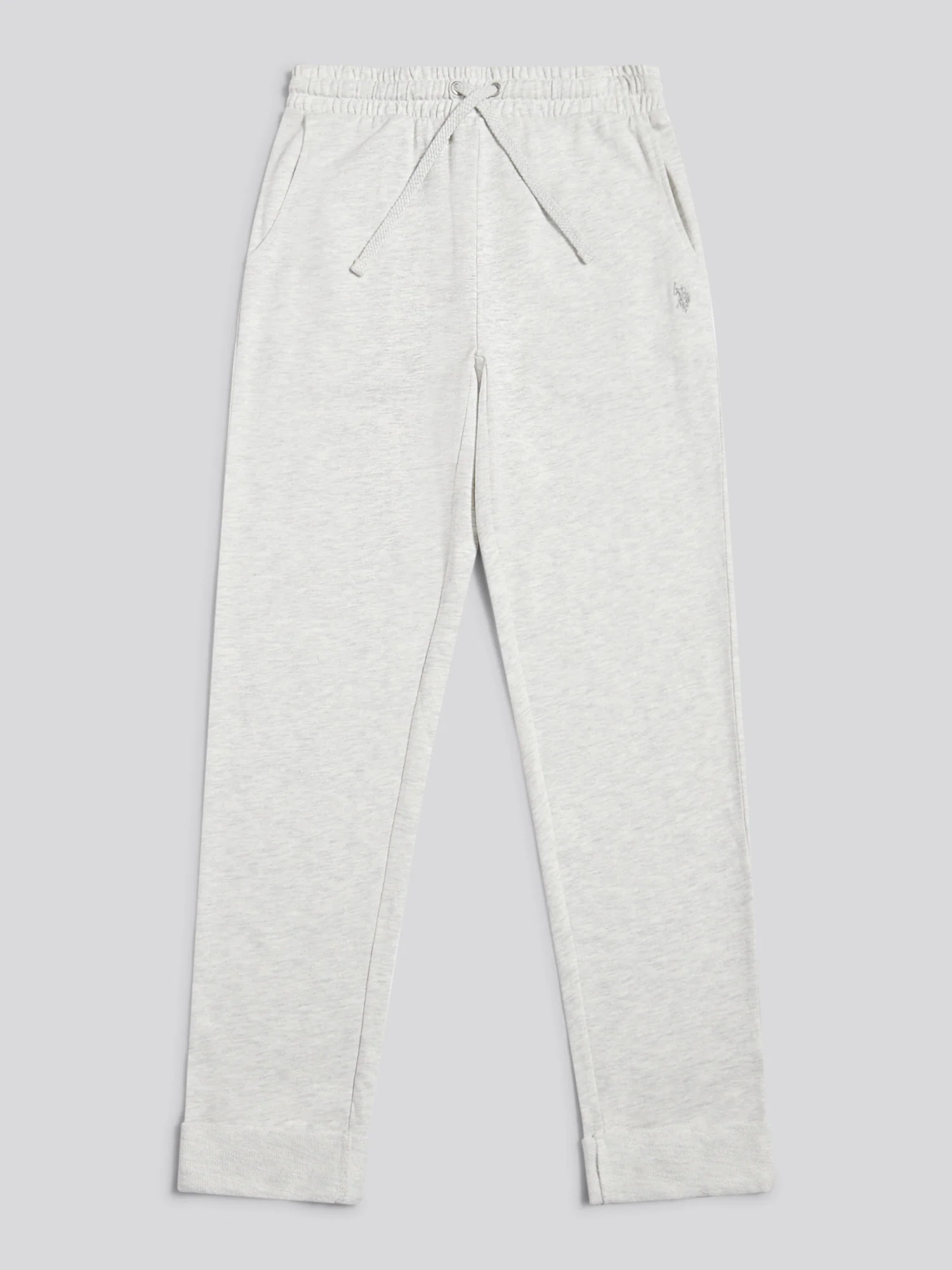 Womens Tonal Double Horsemen Roll Cuff Jogger in Light Grey Marl WUP - Image 7