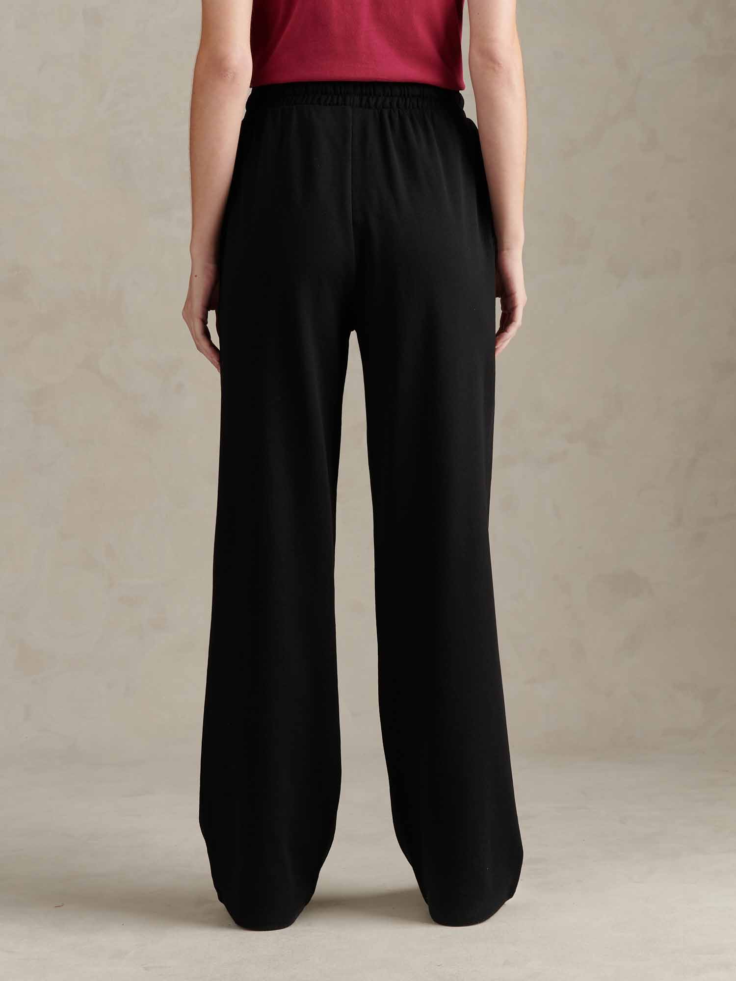 Womens Tonal Double Horsemen Wide Leg Jogger in Black - Image 4