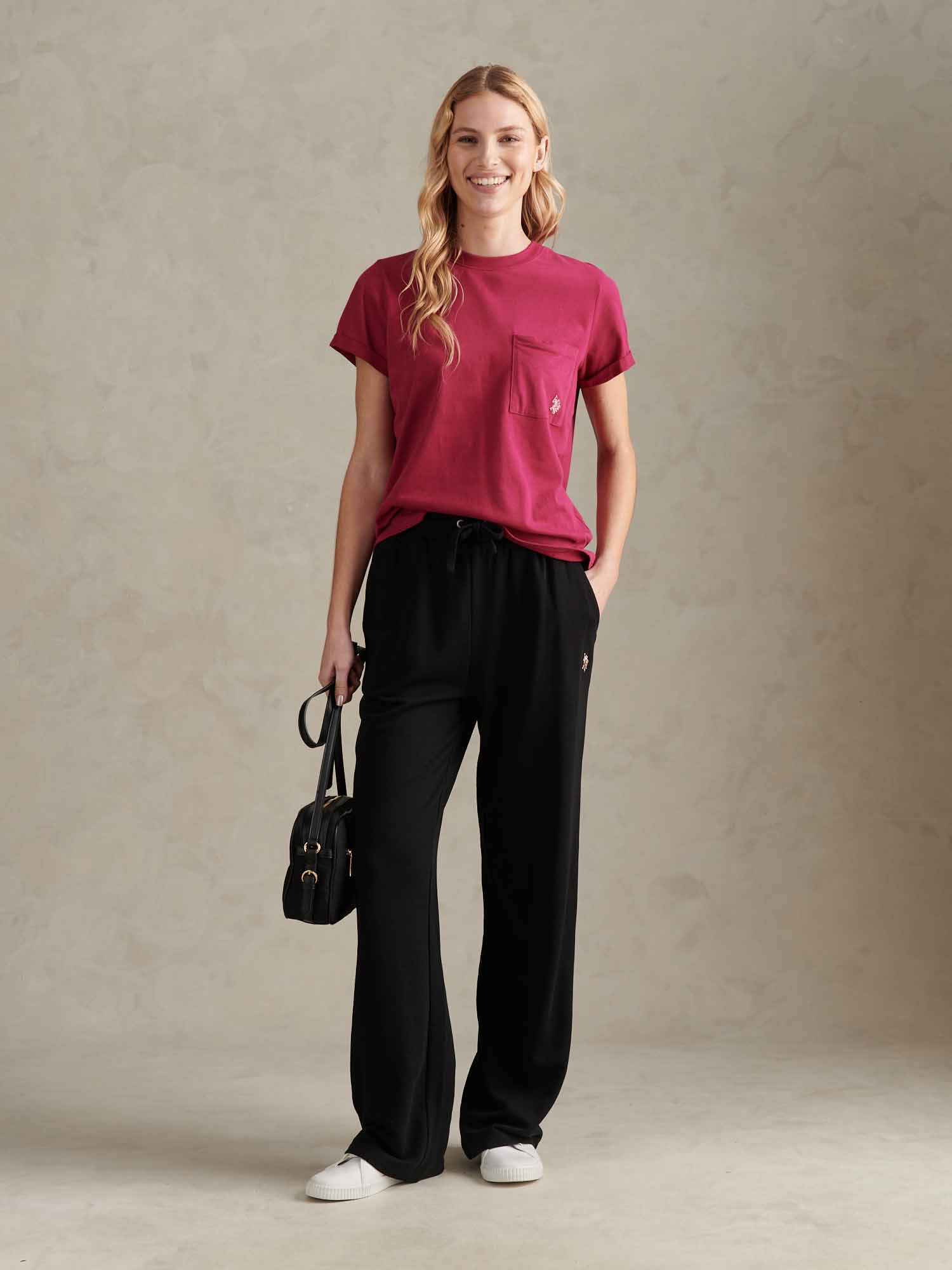 Womens Tonal Double Horsemen Wide Leg Jogger in Black - Image 6