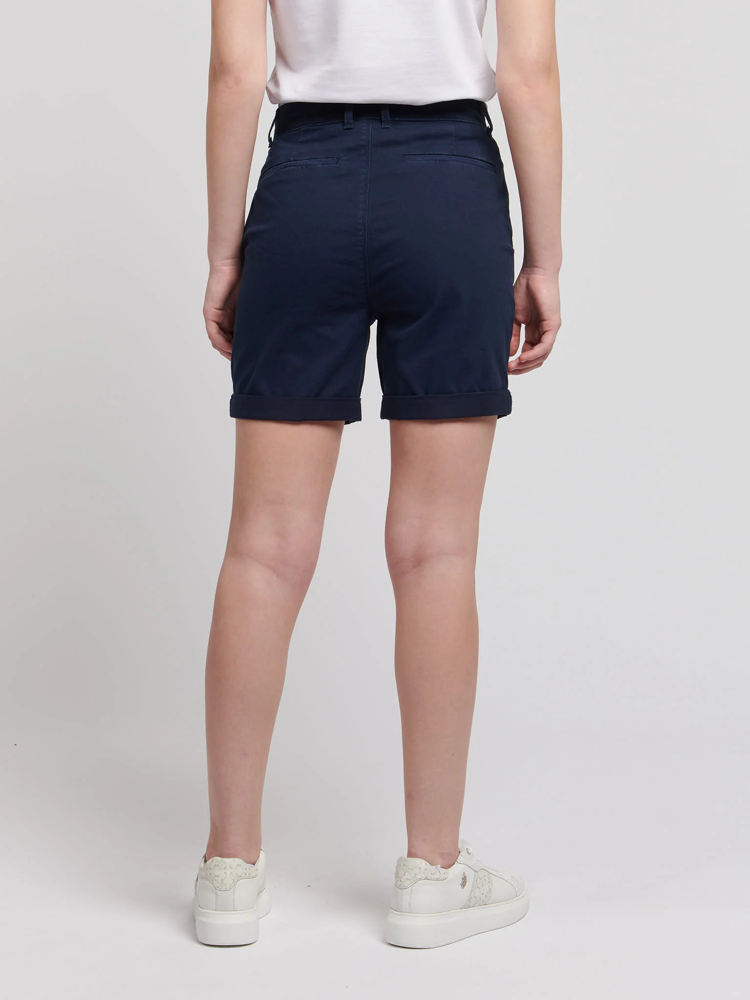 Womens Turn Up Chino Short in Navy Iris - Image 4