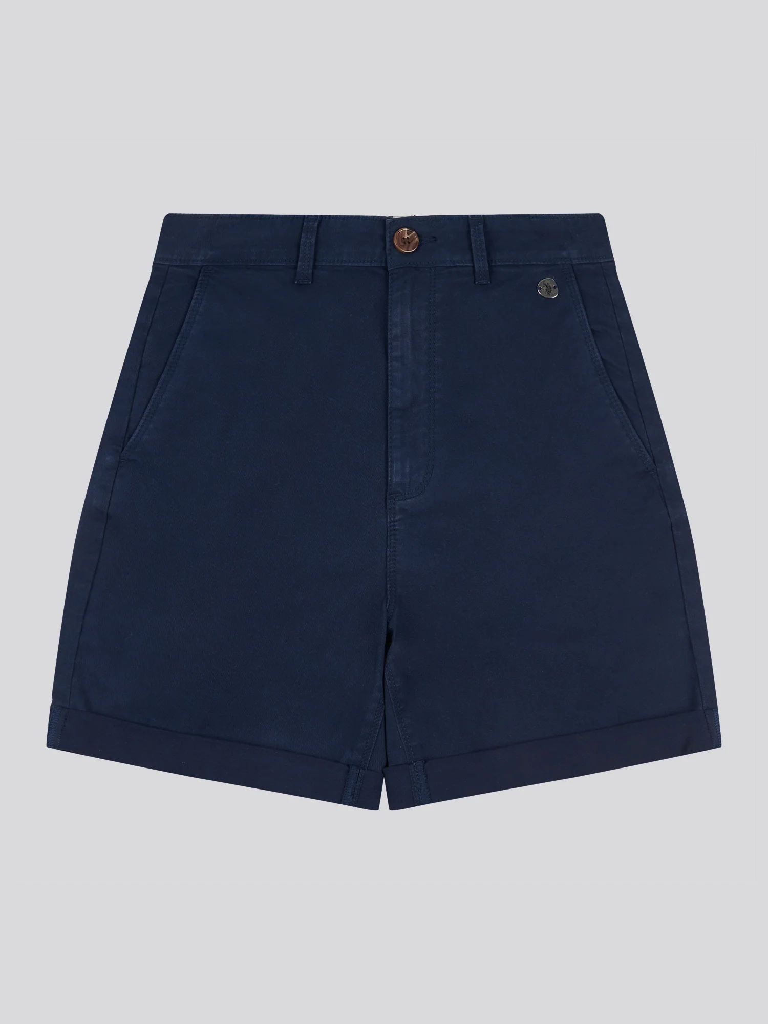 Womens Turn Up Chino Short in Navy Iris - Image 5