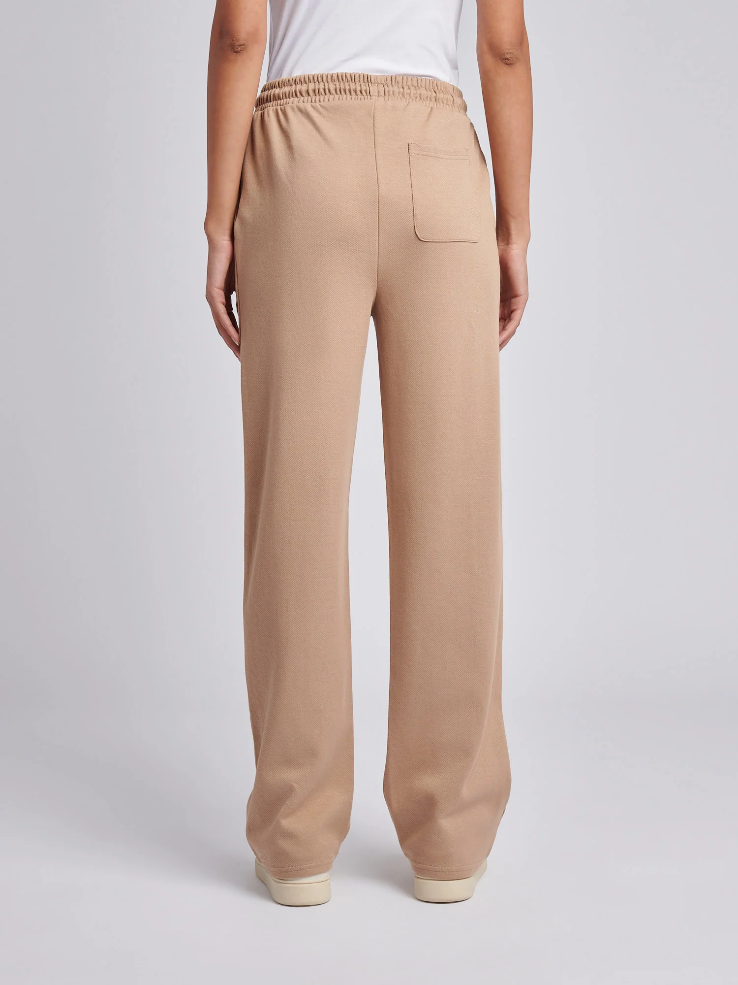 Womens Twill Texture Wide Leg Jogger in Natural - Image 4