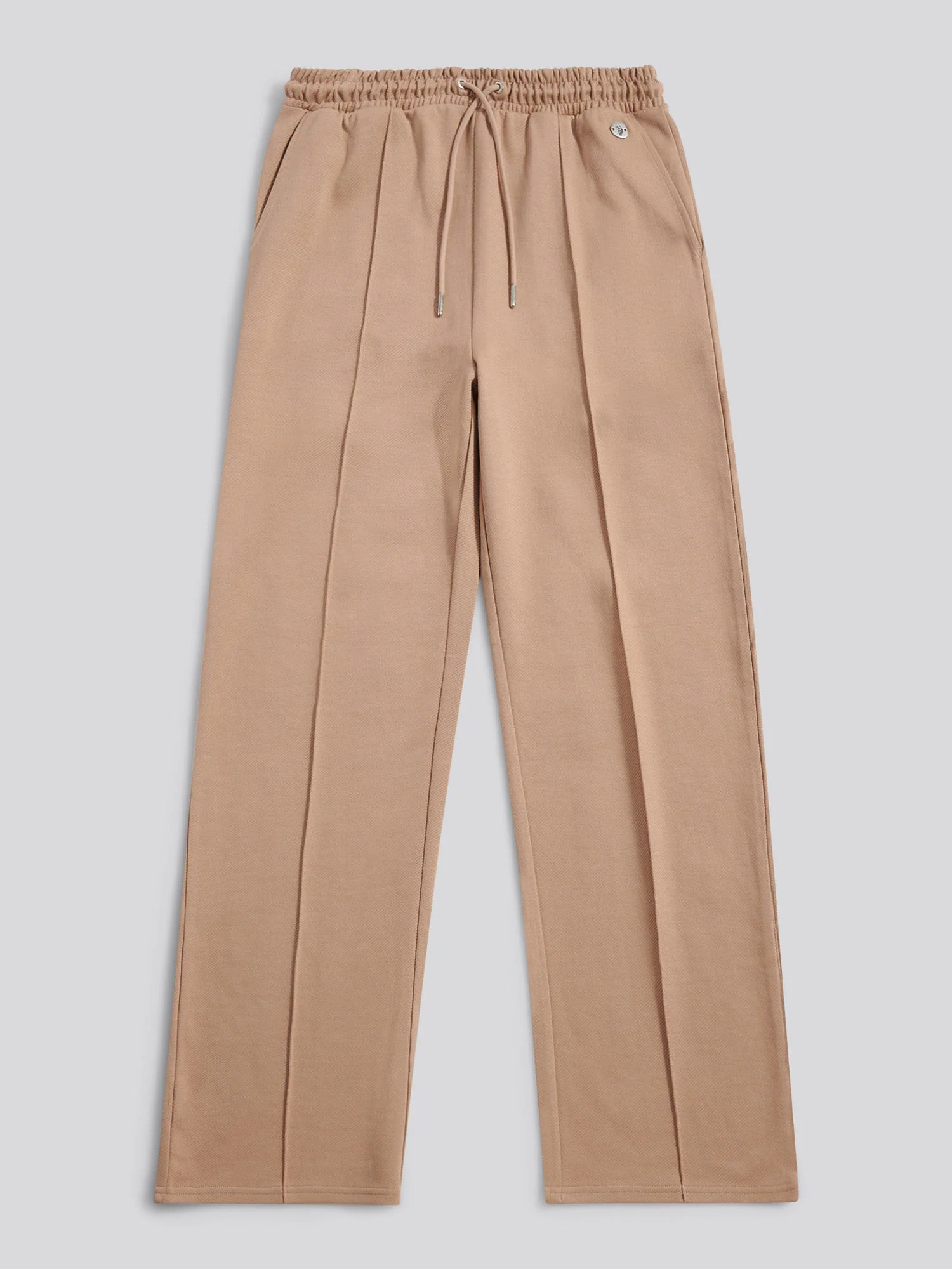 Womens Twill Texture Wide Leg Jogger in Natural - Image 5