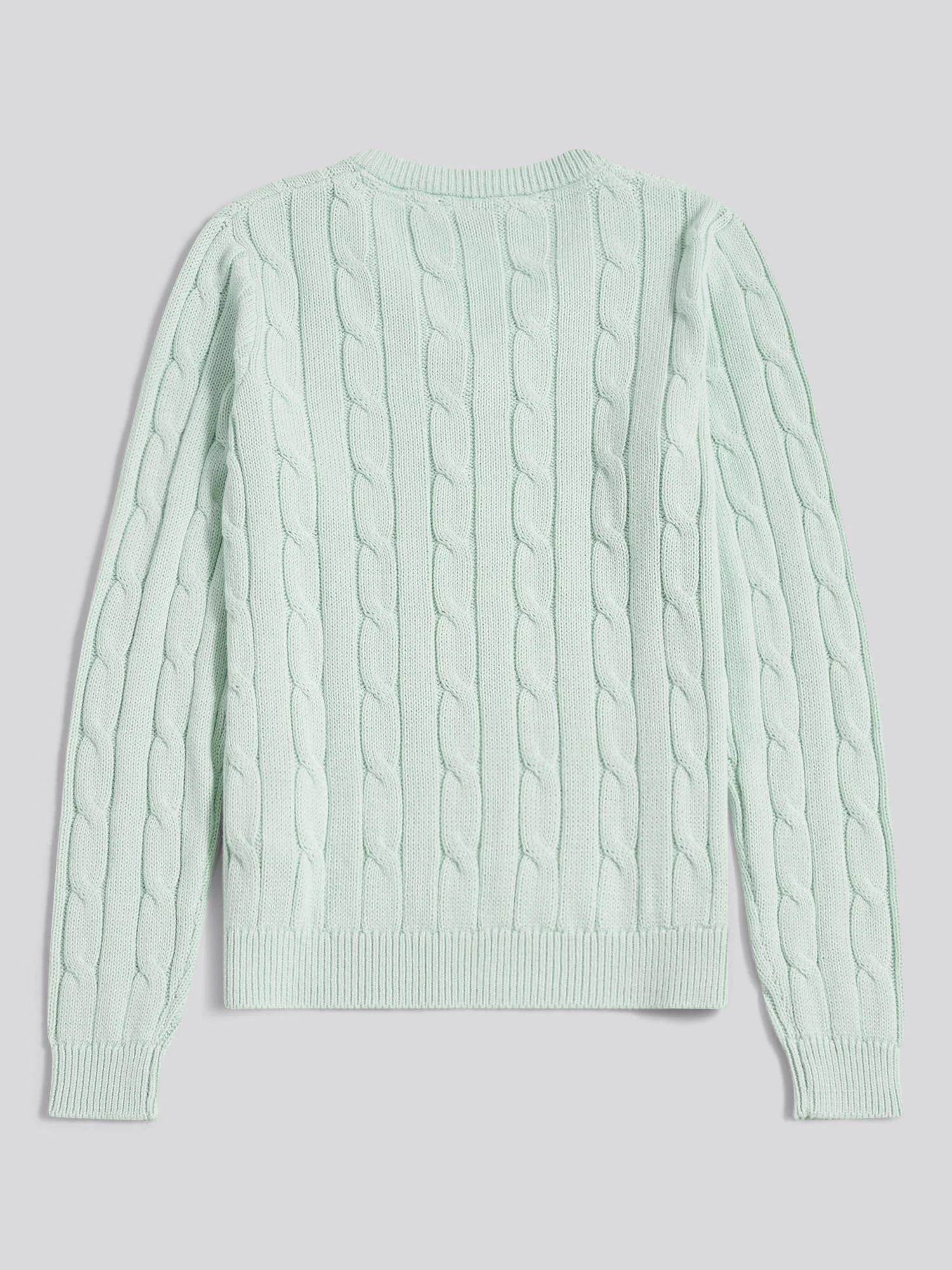 Womens V-Neck Cable Jumper Misty Jade - Image 9