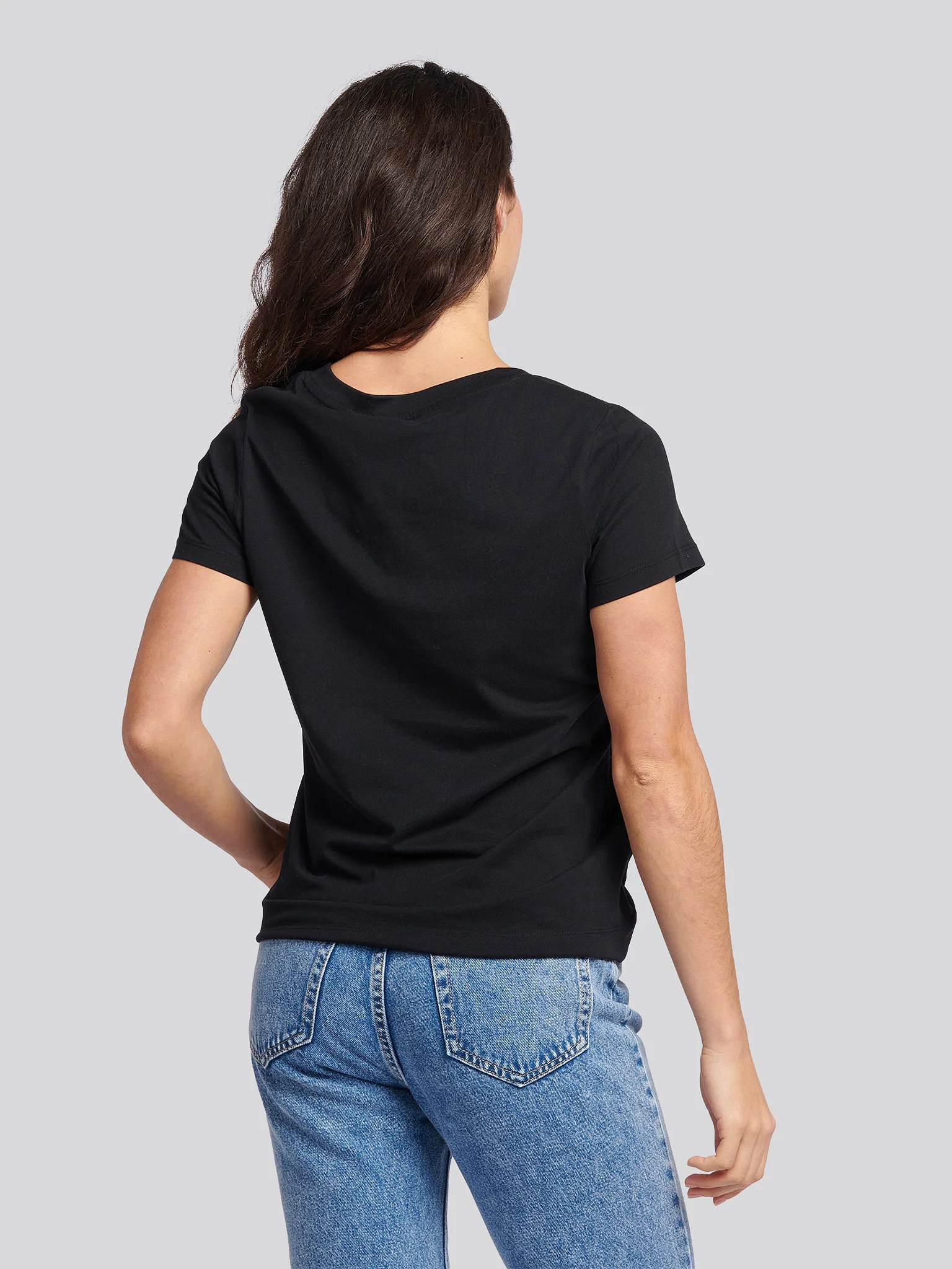 Womens V-Neck T-Shirt Black - Image 3