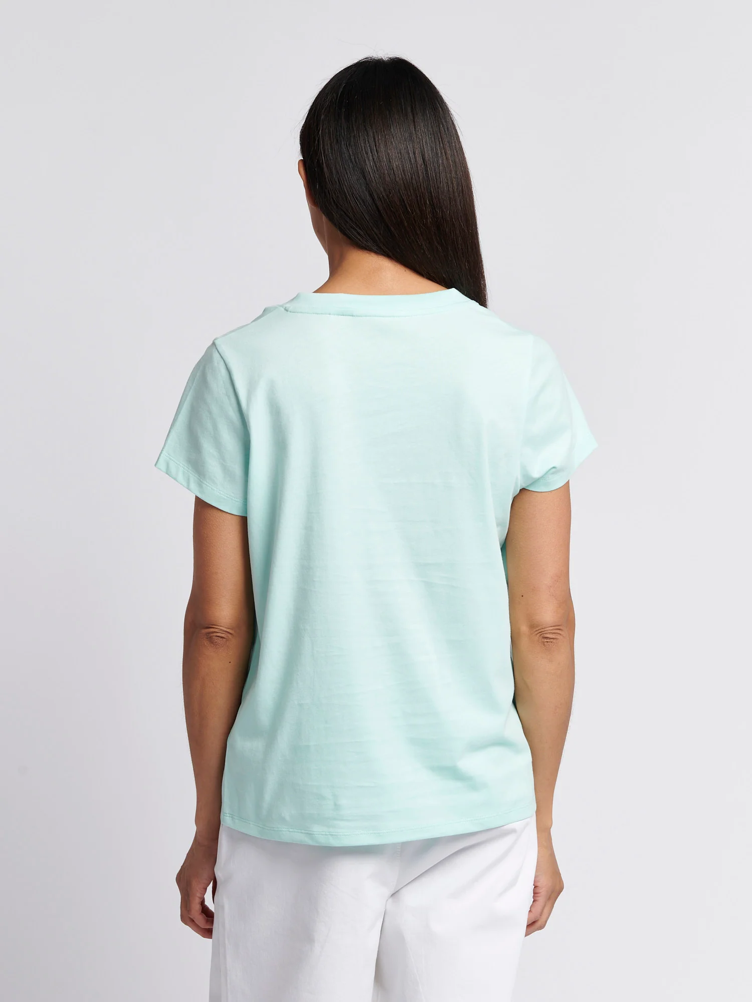 Womens V-Neck T-Shirt Blue Light - Image 4