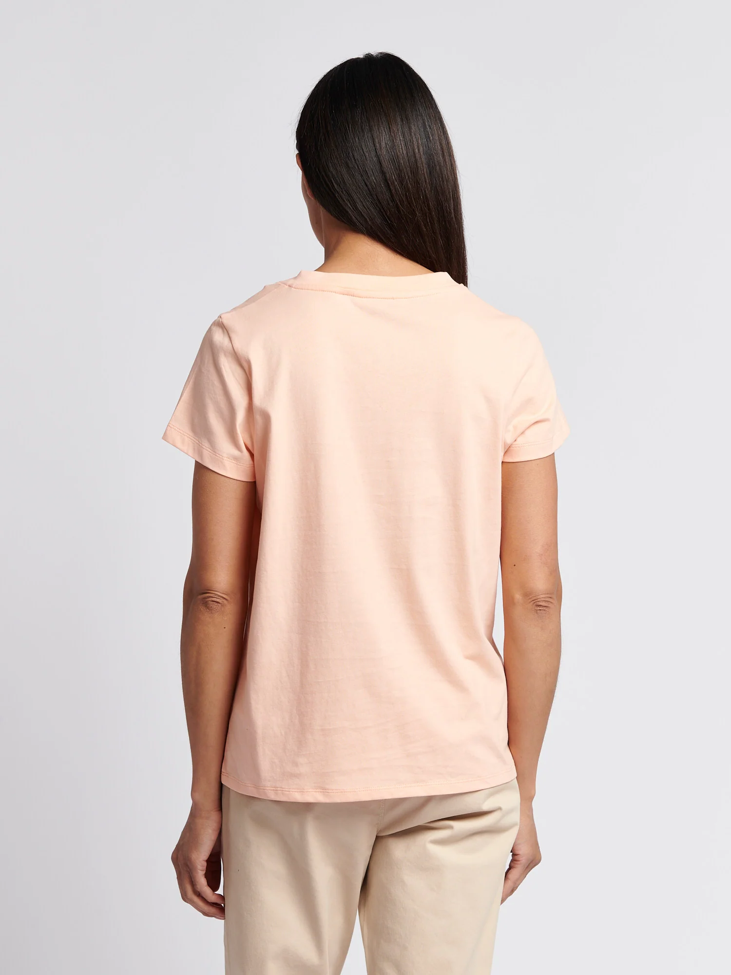 Womens V-Neck T-Shirt Peach Nectar - Image 4