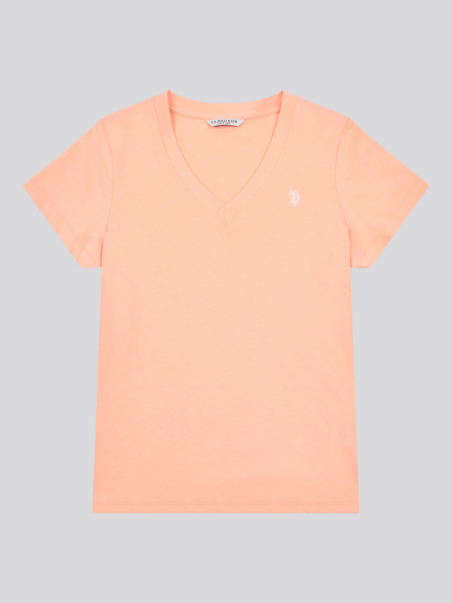 Womens V-Neck T-Shirt Peach Nectar - Image 5