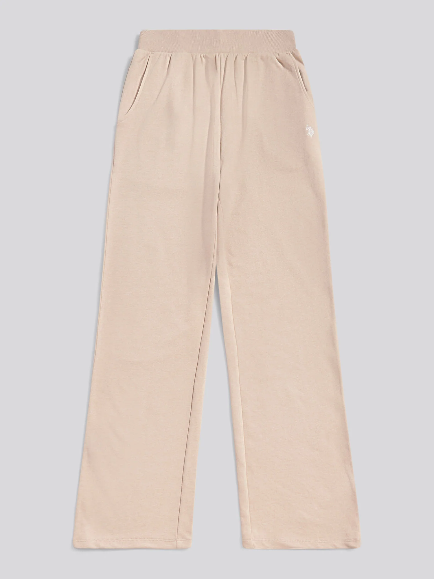 Womens Wide Leg Tipped Joggers in Natural