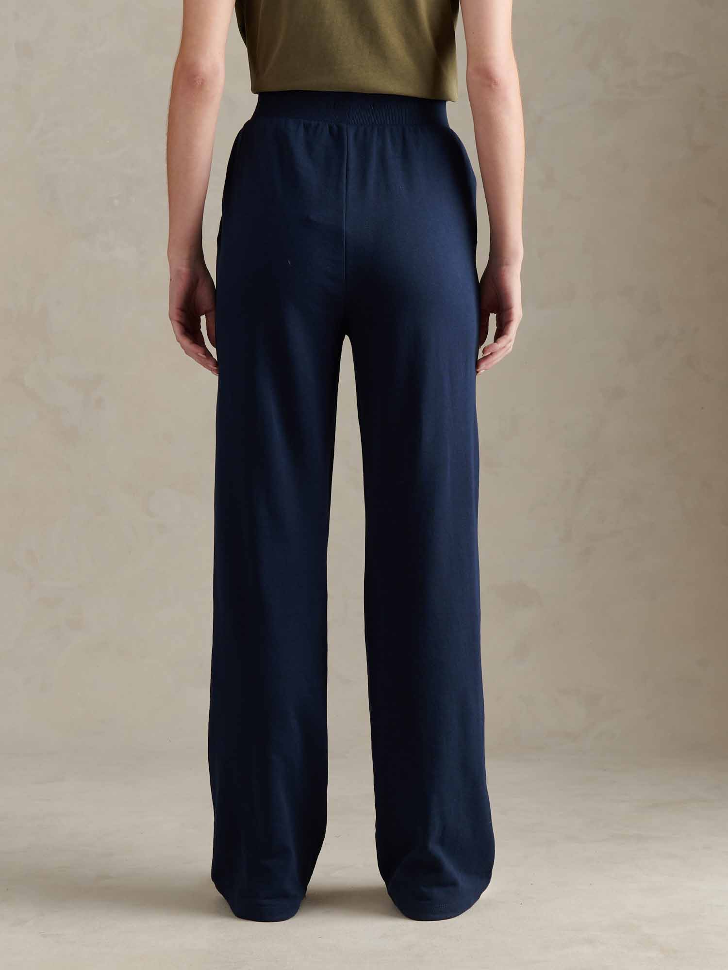 Womens Wide Leg Tipped Joggers in Navy Iris - Image 4