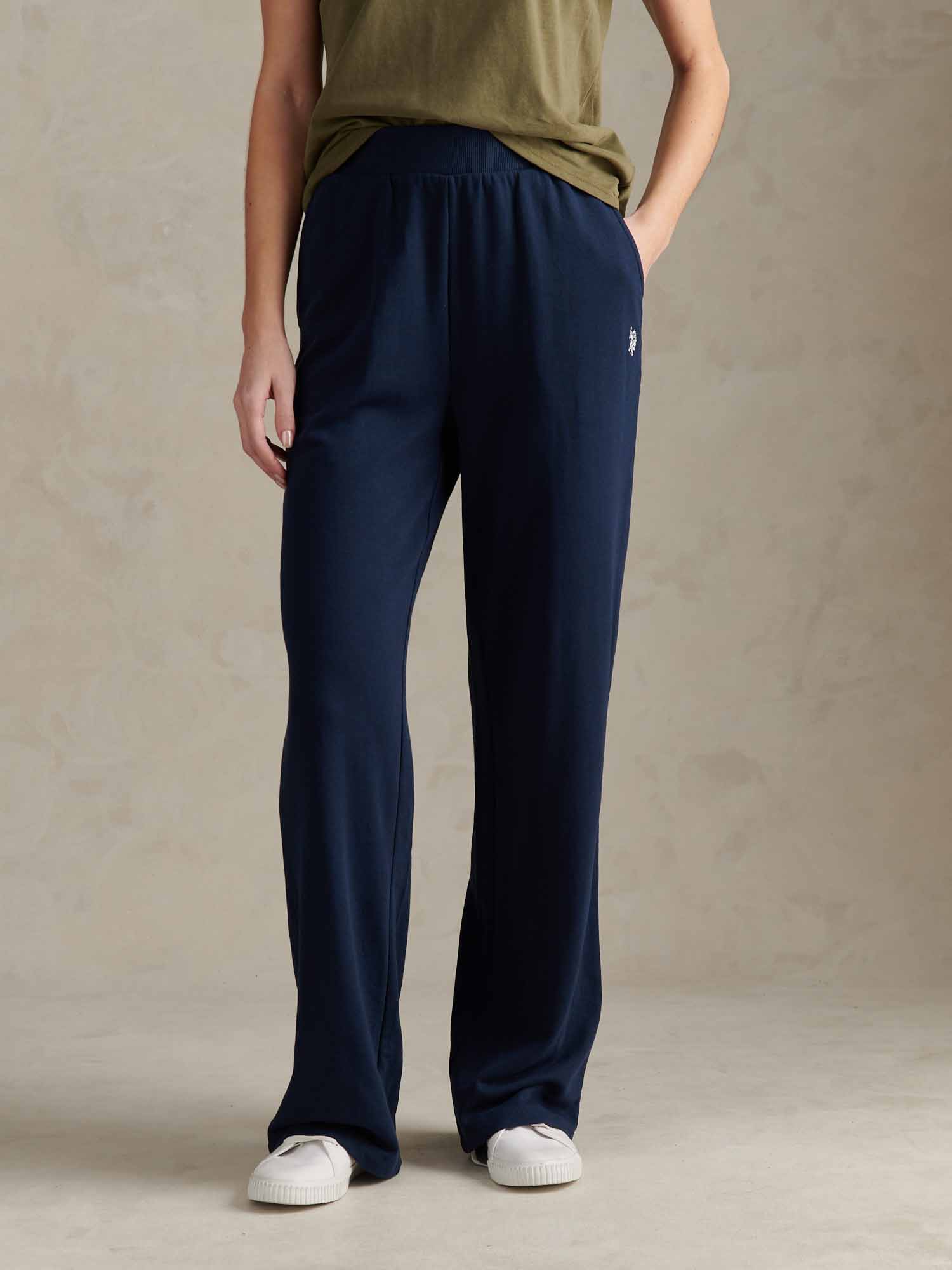 Womens Wide Leg Tipped Joggers in Navy Iris - Image 6