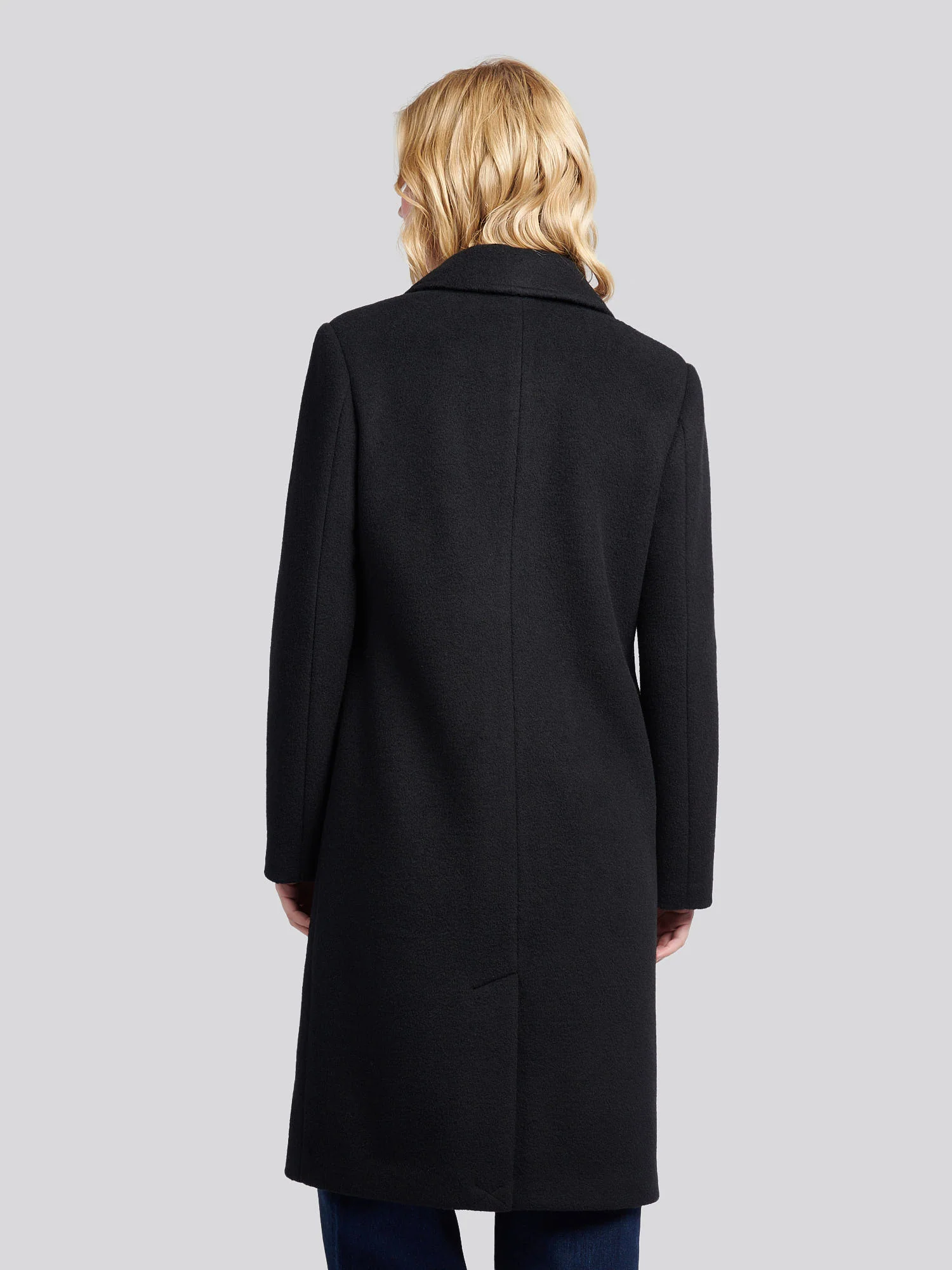 Womens Wool Blend Double Breasted Coat in Black - Image 4