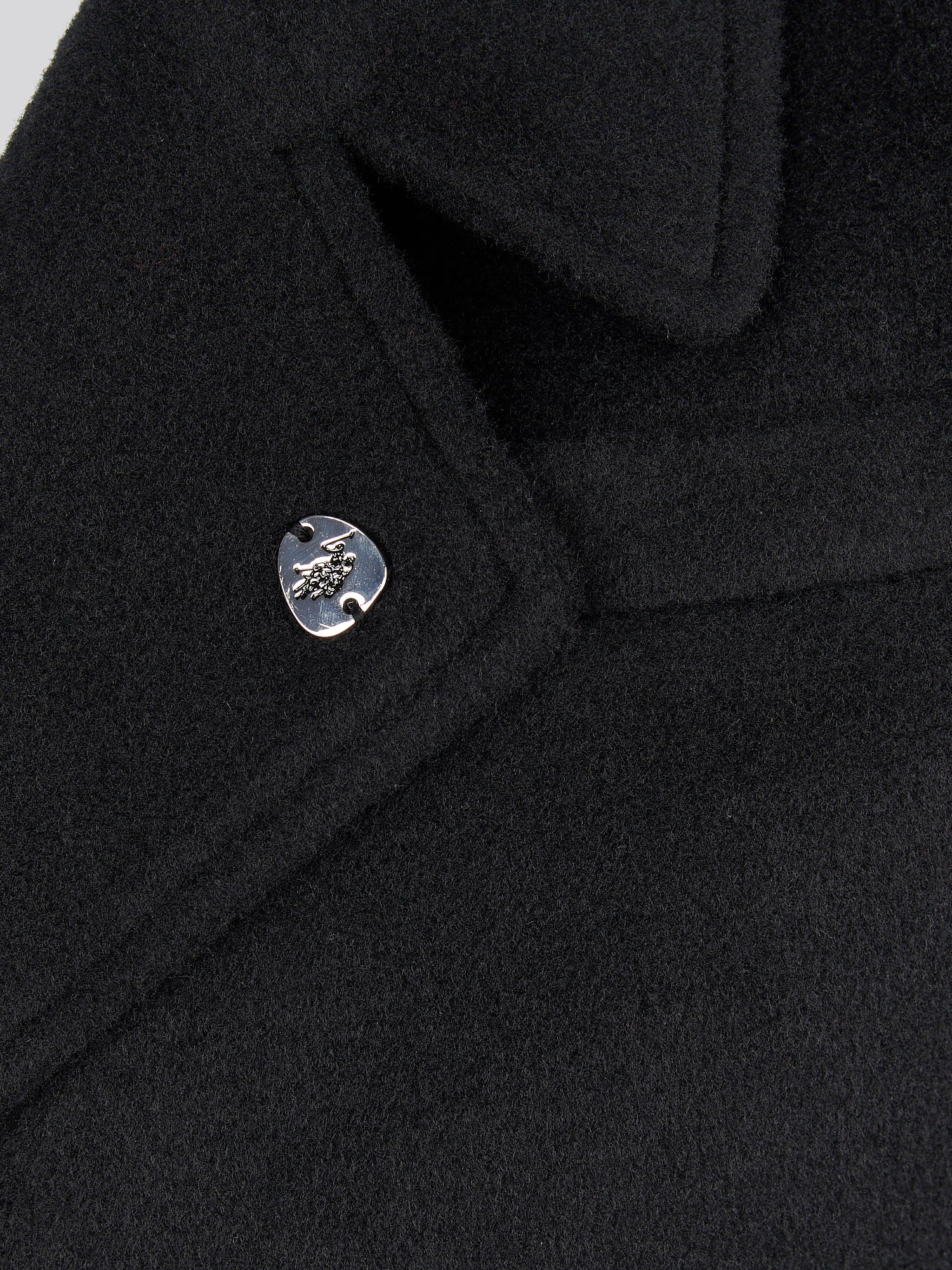 Womens Wool Blend Double Breasted Coat in Black - Image 9
