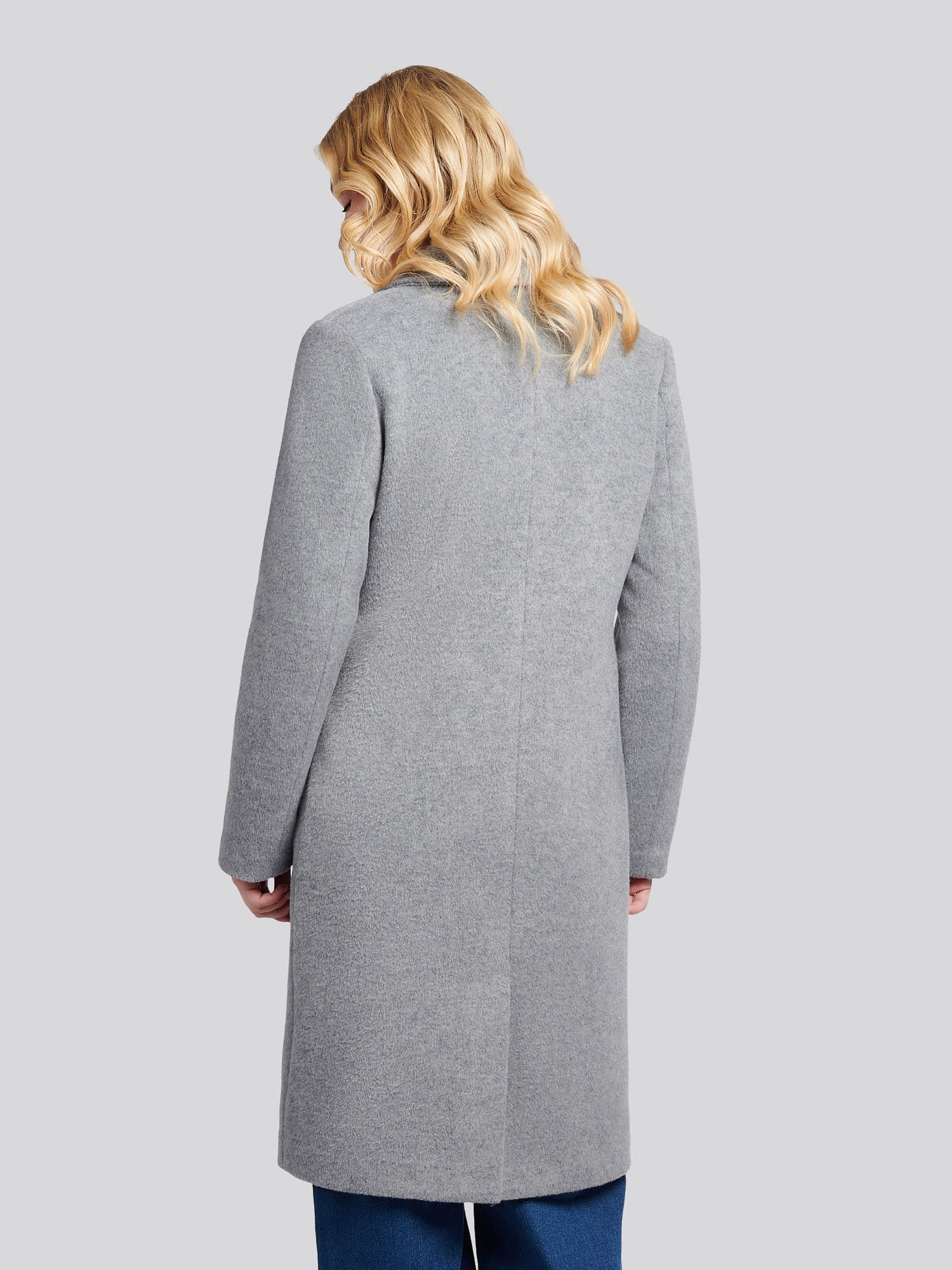 Womens Wool Blend Double Breasted Coat in Silver Filigree - Image 4