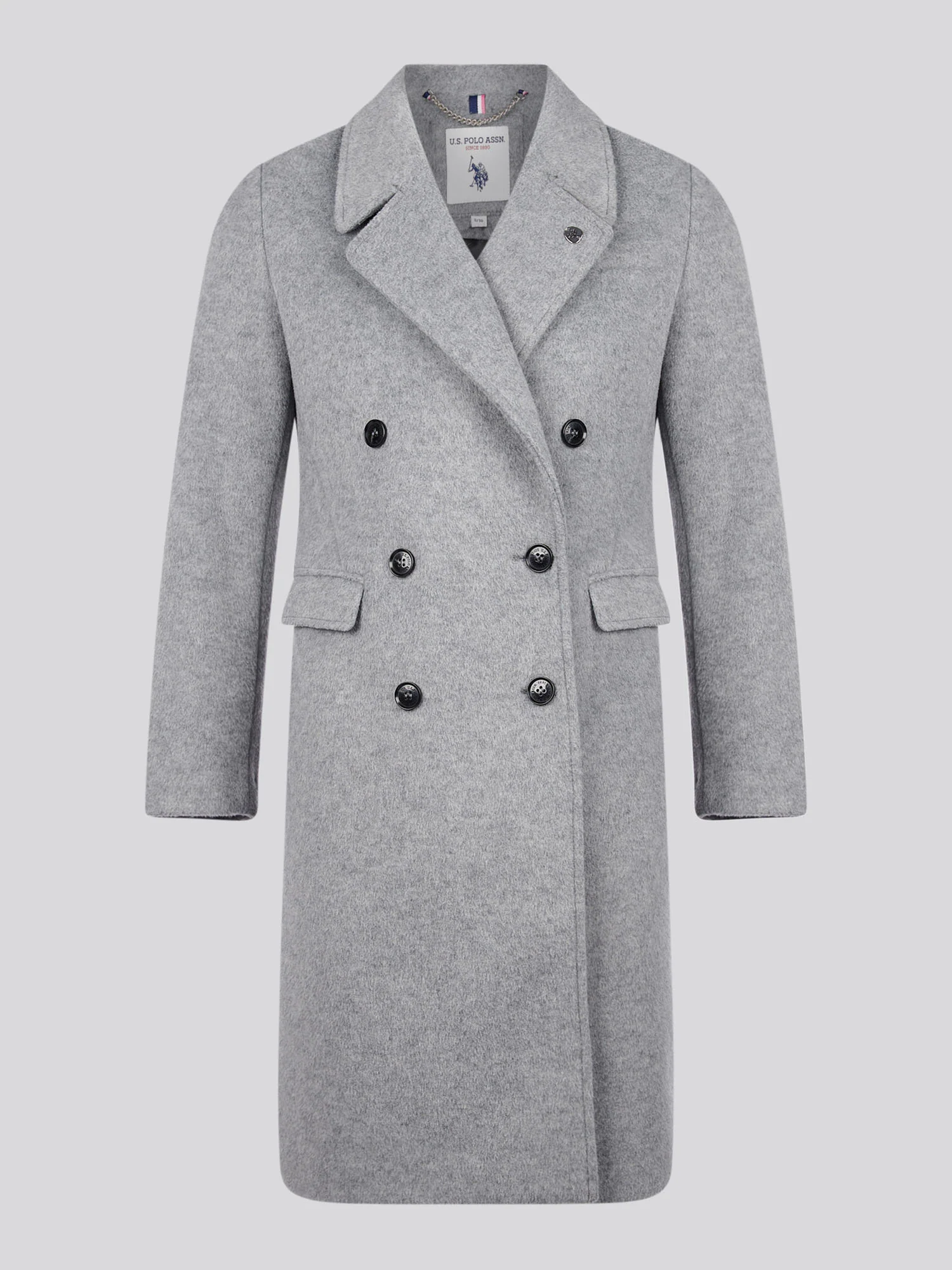 Womens Wool Blend Double Breasted Coat in Silver Filigree - Image 6