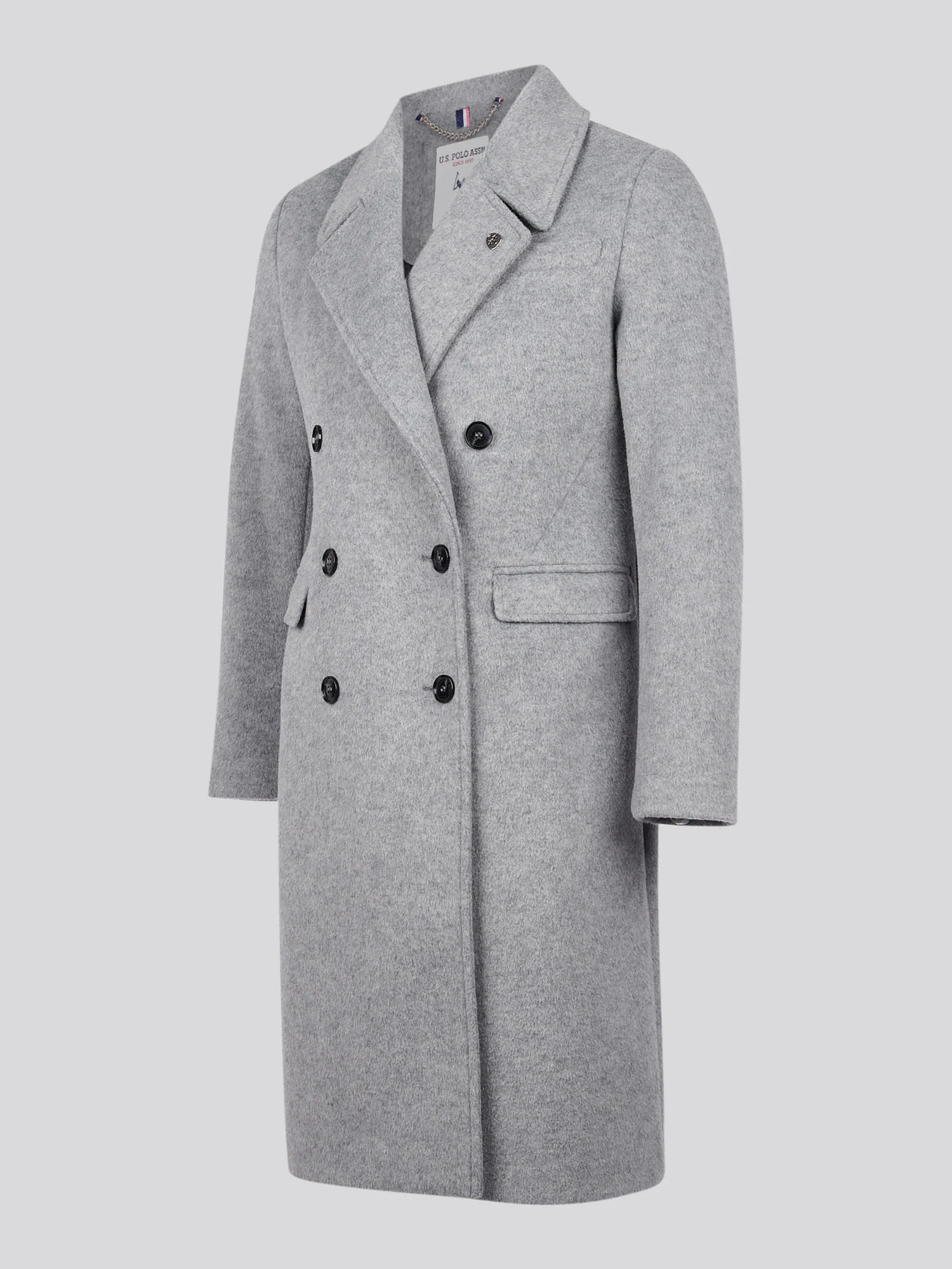 Womens Wool Blend Double Breasted Coat in Silver Filigree - Image 7