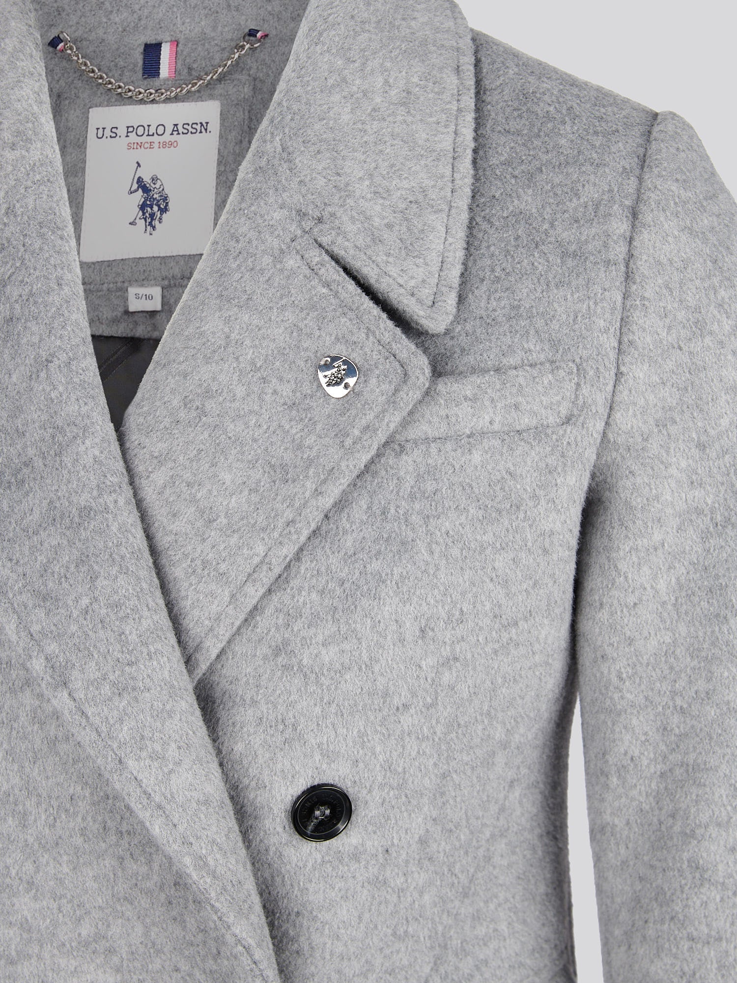 Womens Wool Blend Double Breasted Coat in Silver Filigree - Image 9