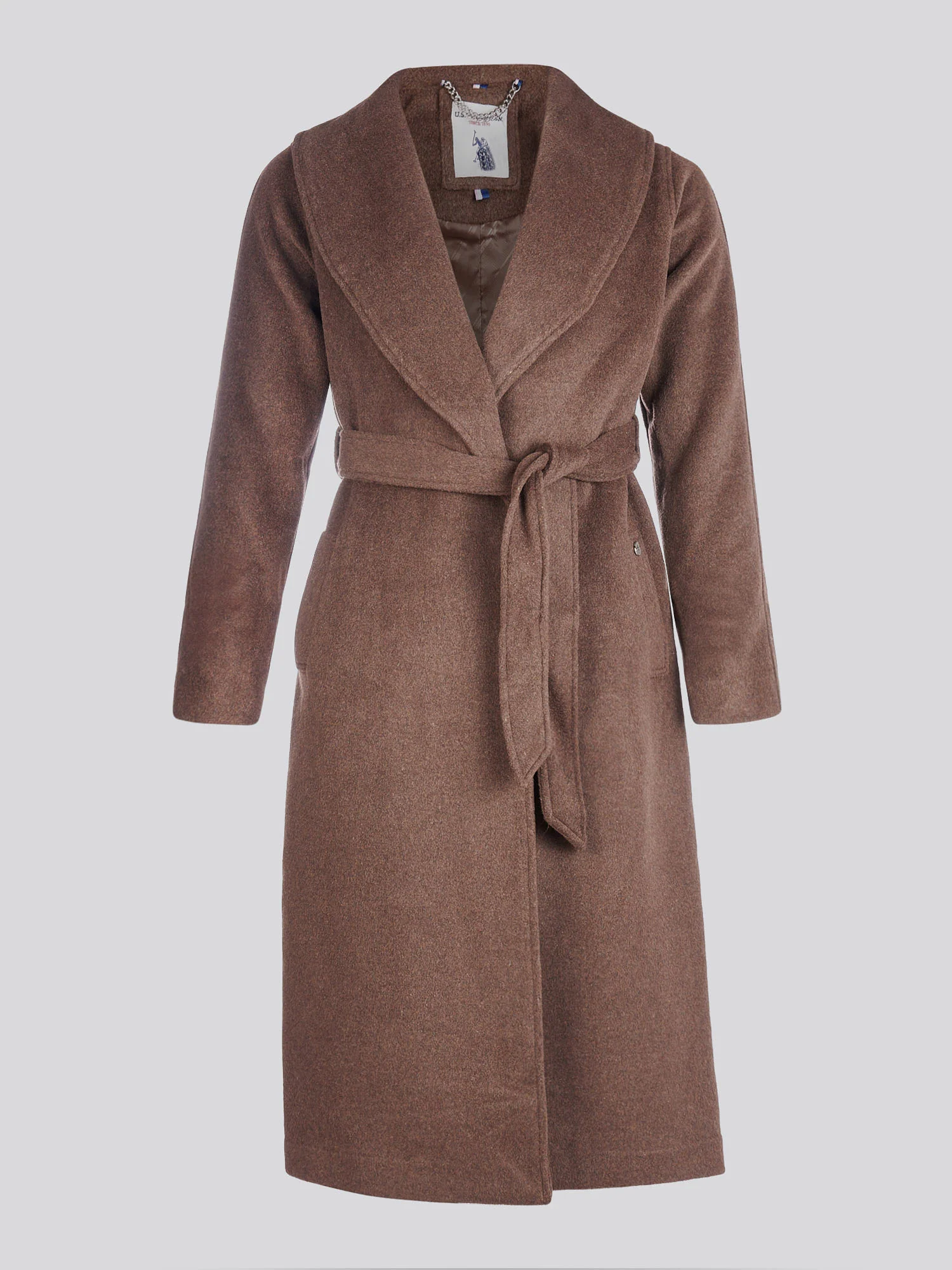 Womens Wool Blend Wrap Belted Coat in Puce - Image 6
