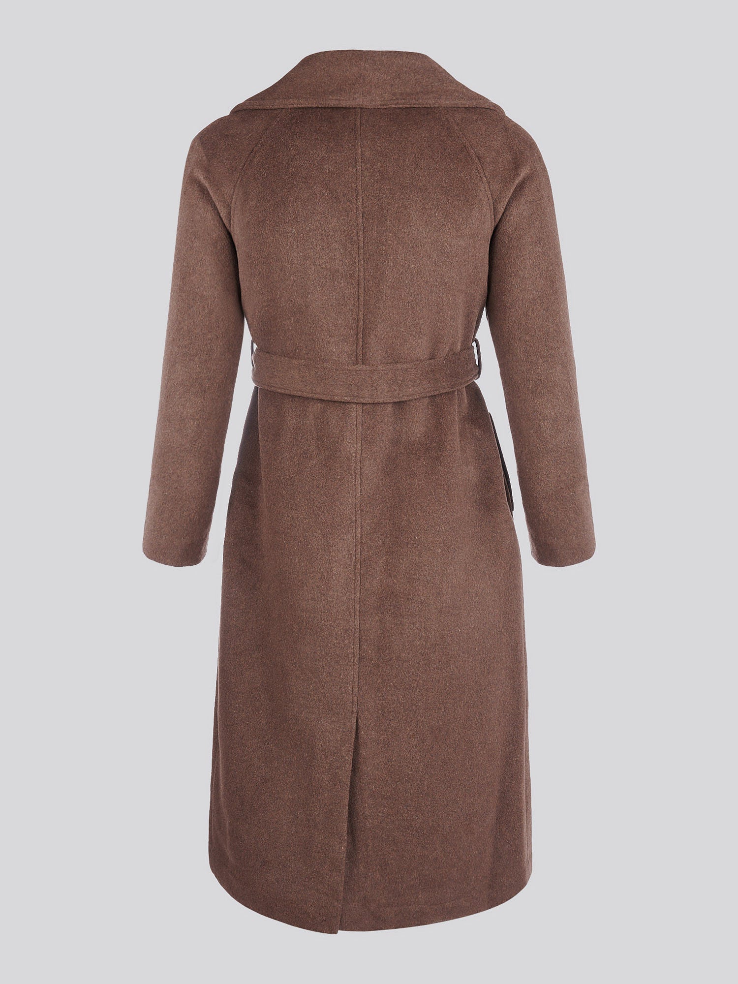 Womens Wool Blend Wrap Belted Coat in Puce - Image 8