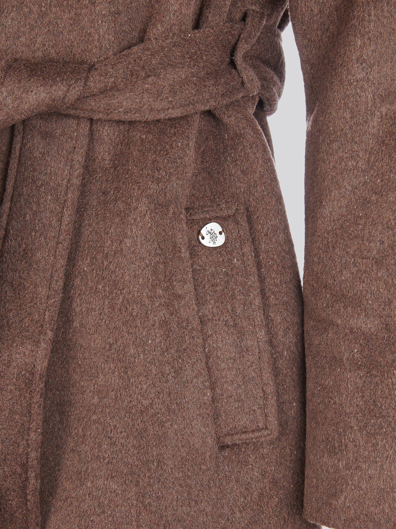 Womens Wool Blend Wrap Belted Coat in Puce - Image 9