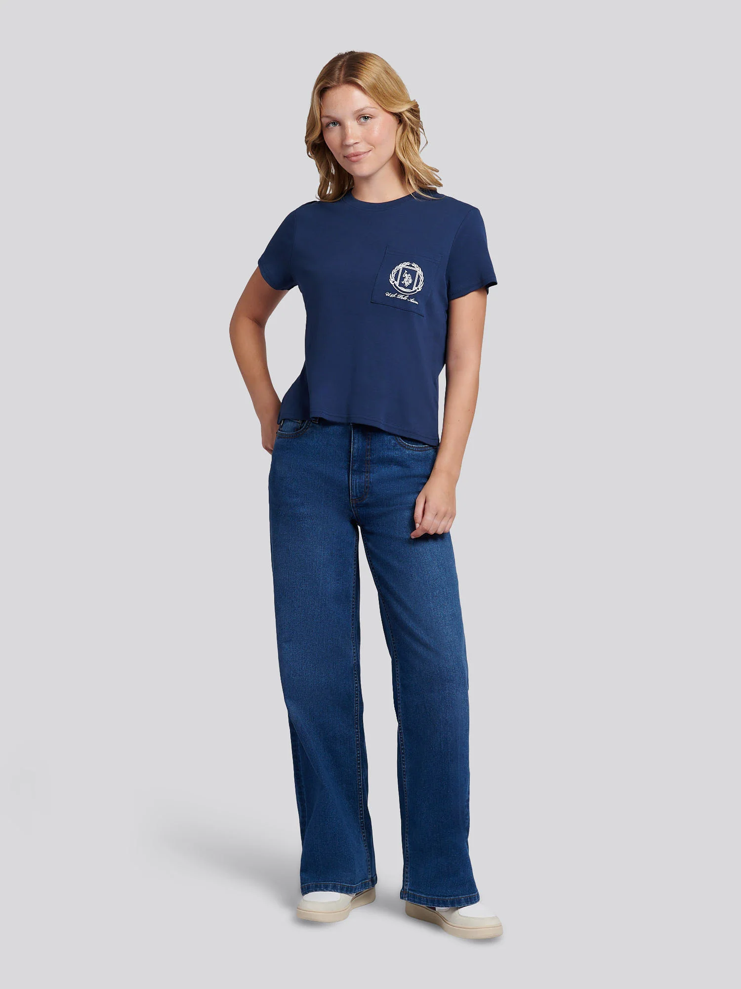 Womens Wreath Graphic T-Shirt in Navy Iris - Image 3