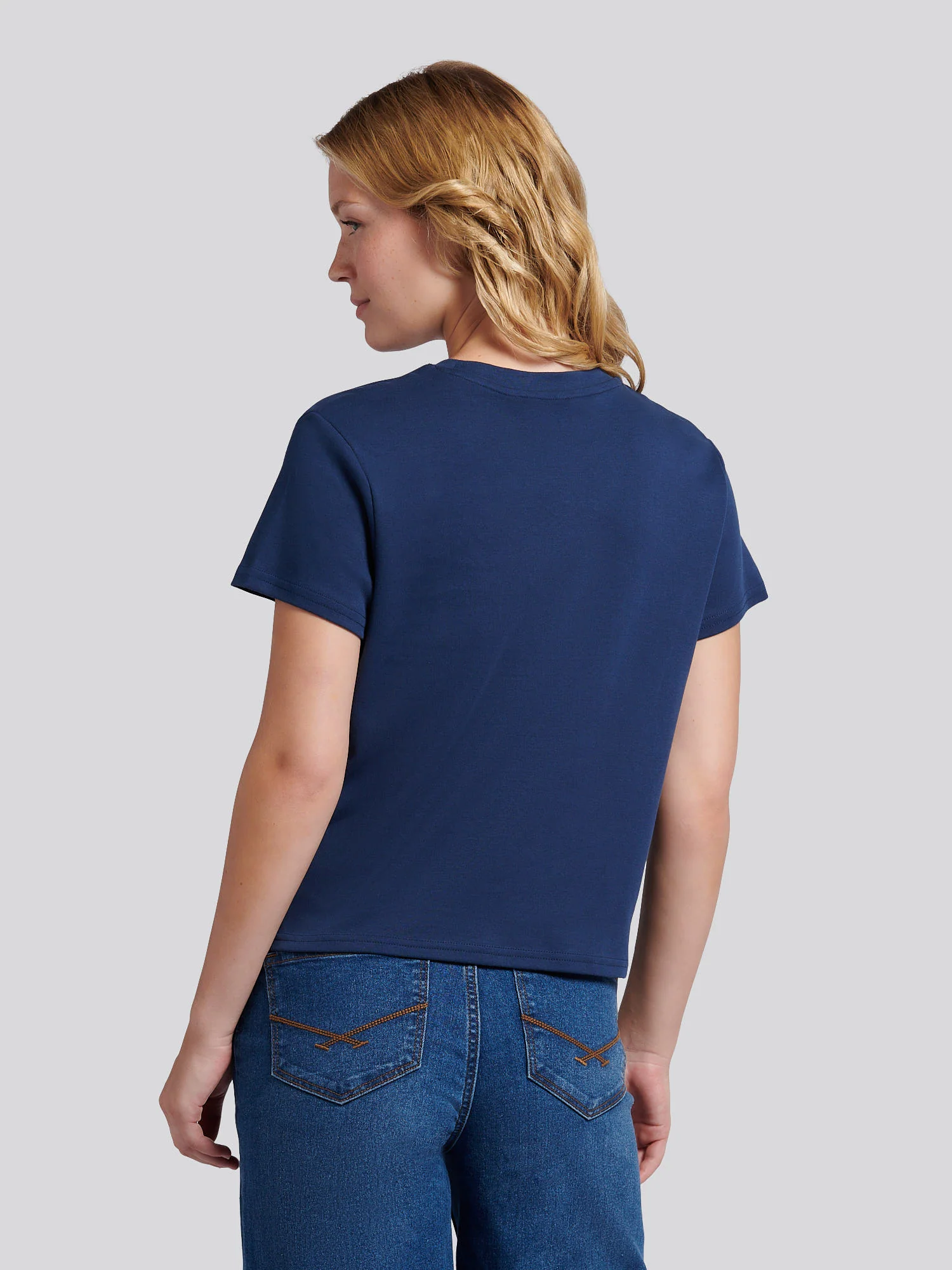 Womens Wreath Graphic T-Shirt in Navy Iris - Image 4