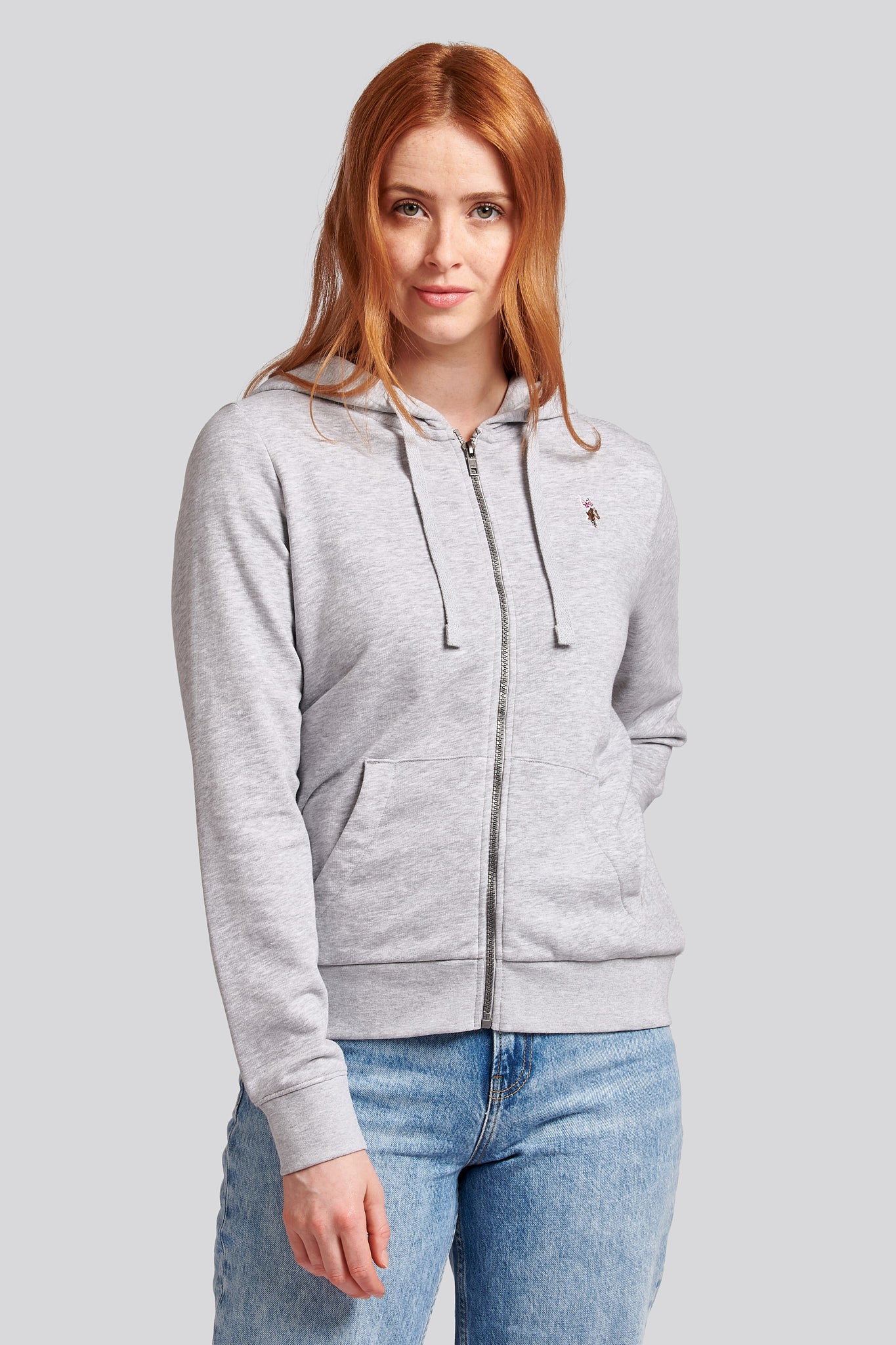 Womens Zip-Through Hoodie in Pearl Grey Marl