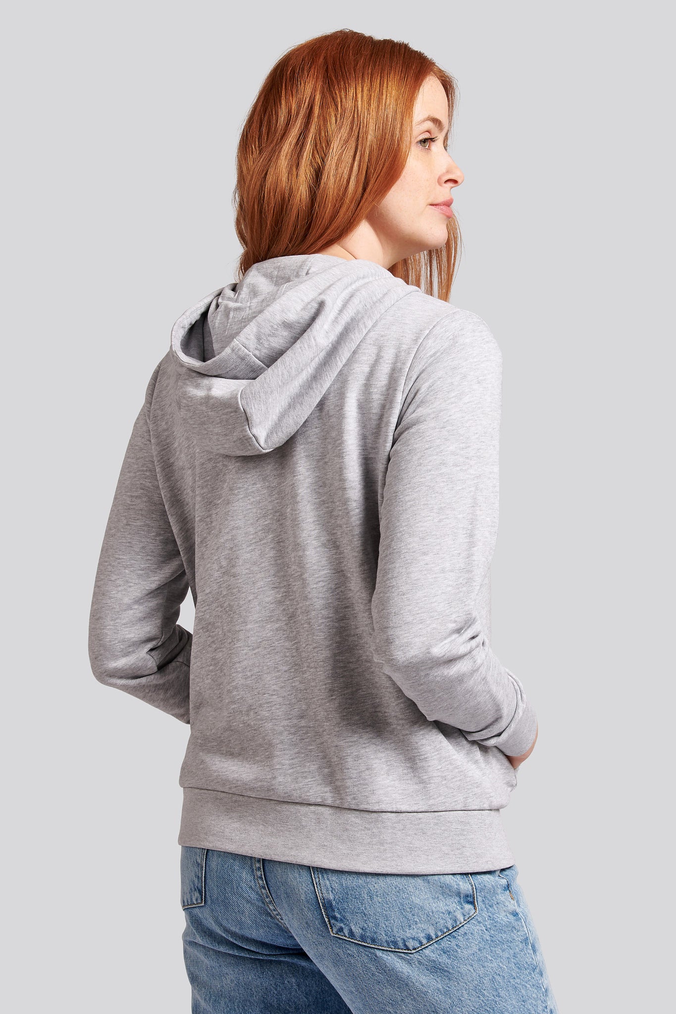 Womens Zip-Through Hoodie in Pearl Grey Marl - Image 2
