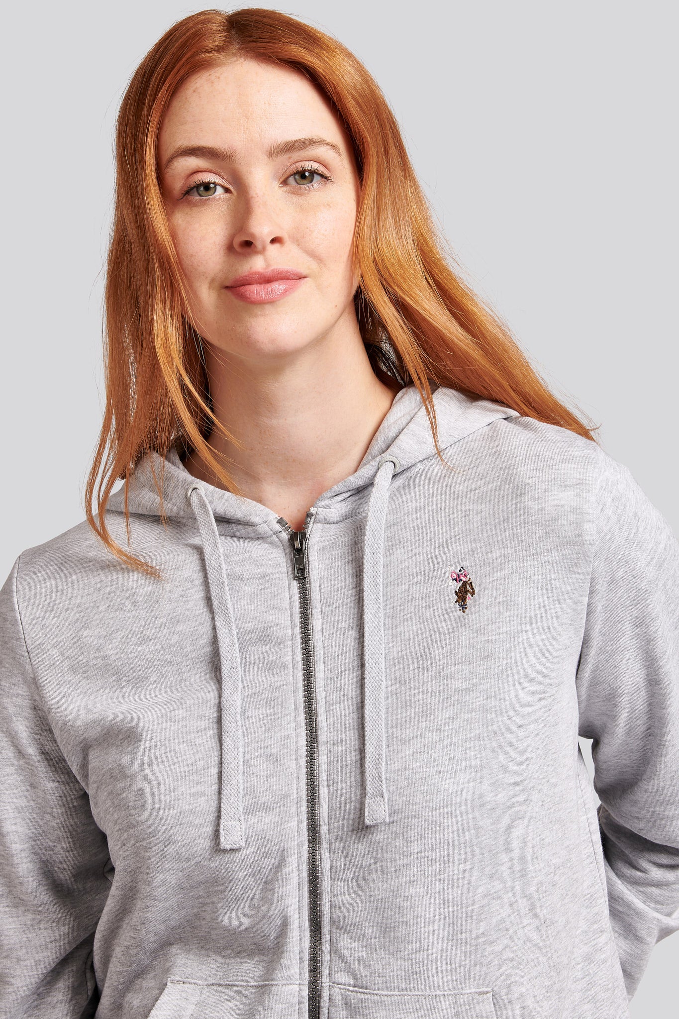 Womens Zip-Through Hoodie in Pearl Grey Marl - Image 4