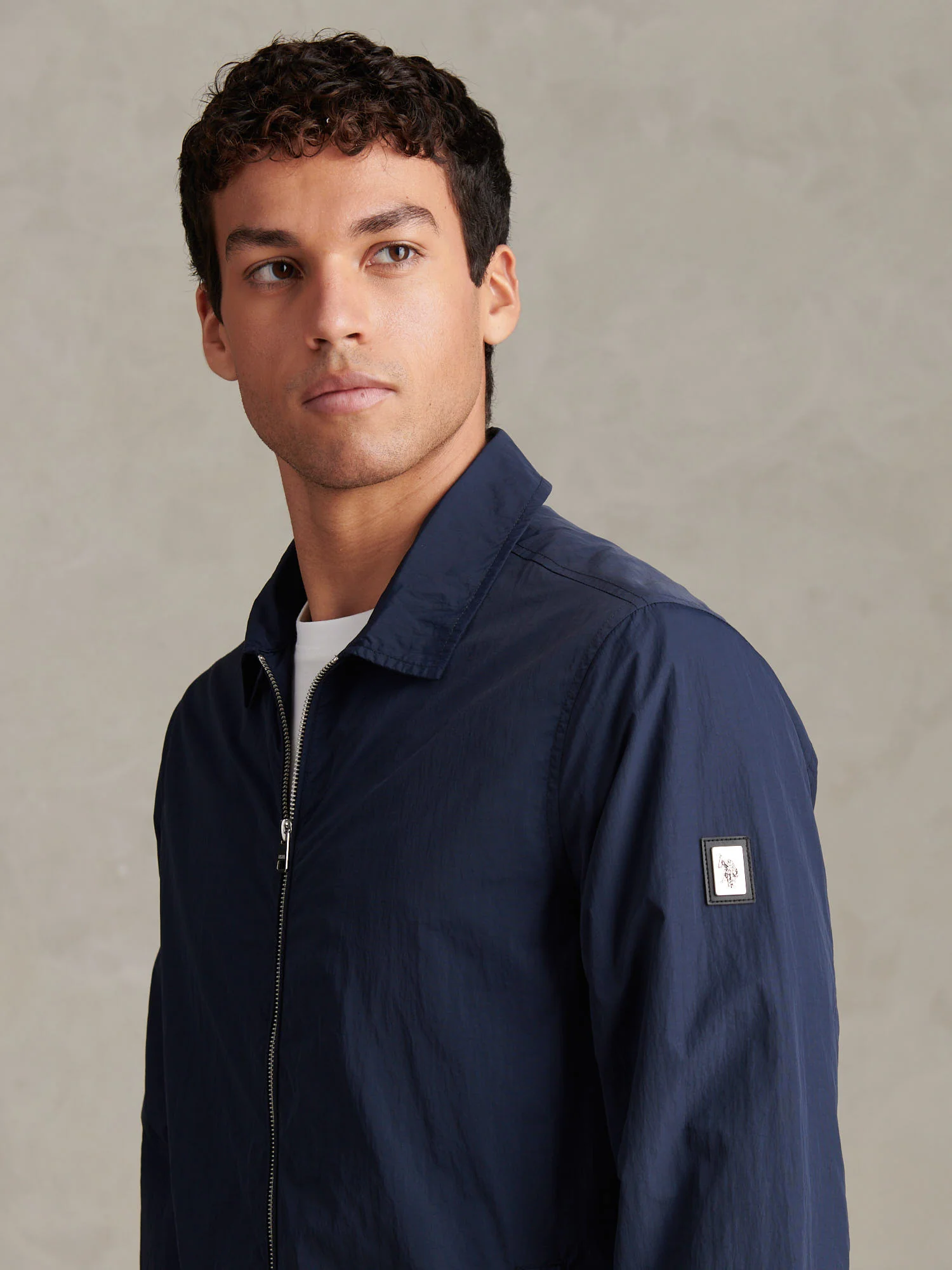 Mens Zip Through Bomber Jacket Dark Sapphire Navy - Image 2