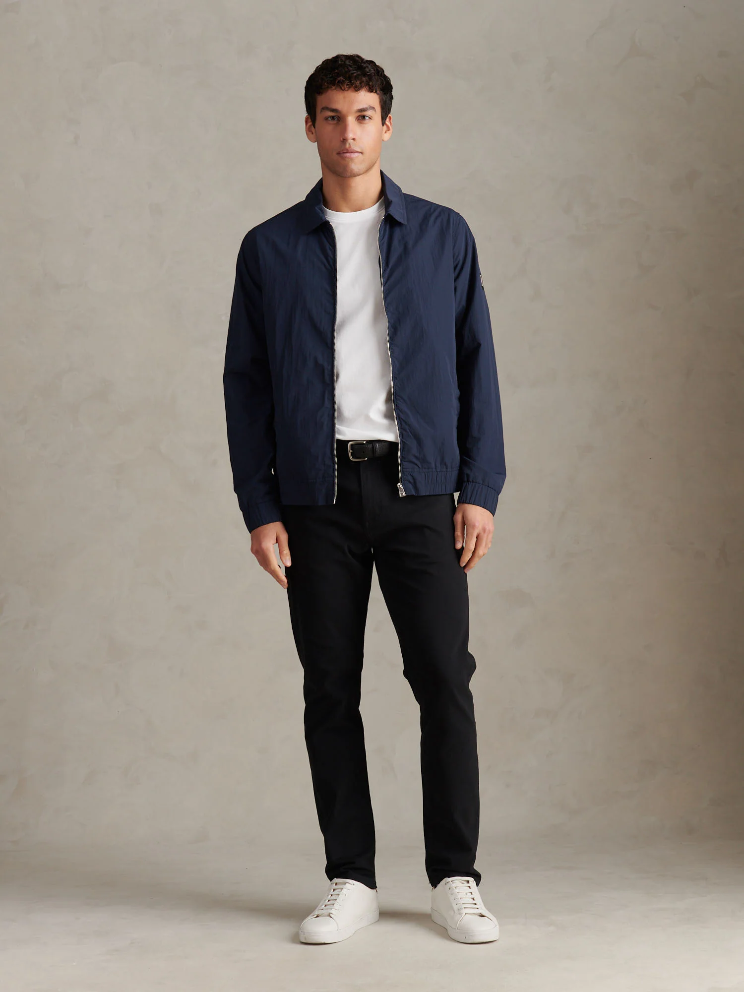 Mens Zip Through Bomber Jacket Dark Sapphire Navy - Image 3
